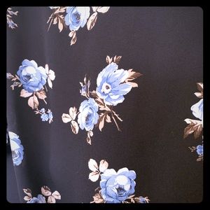 Blue short sleeve midi dress, floral